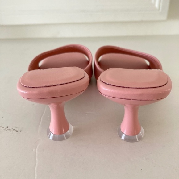 NWOT Jeffery Campbell Anthropologie Square Toe Pink Leather Mule Heels - Picture 6 of 8